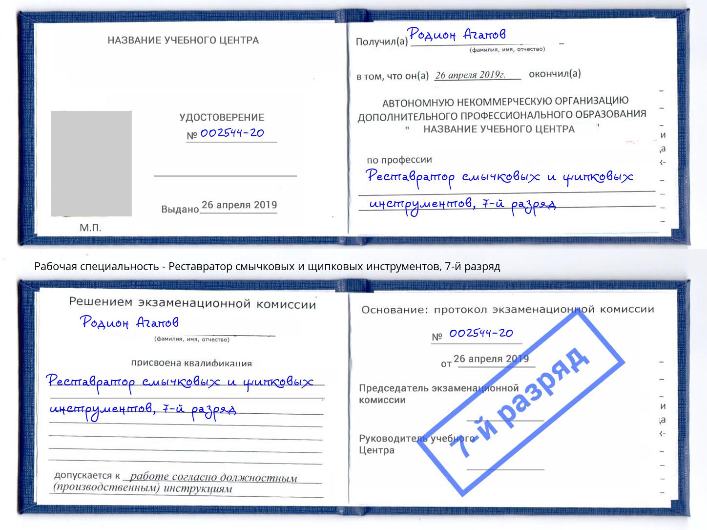 корочка 7-й разряд Реставратор смычковых и щипковых инструментов Озёрск