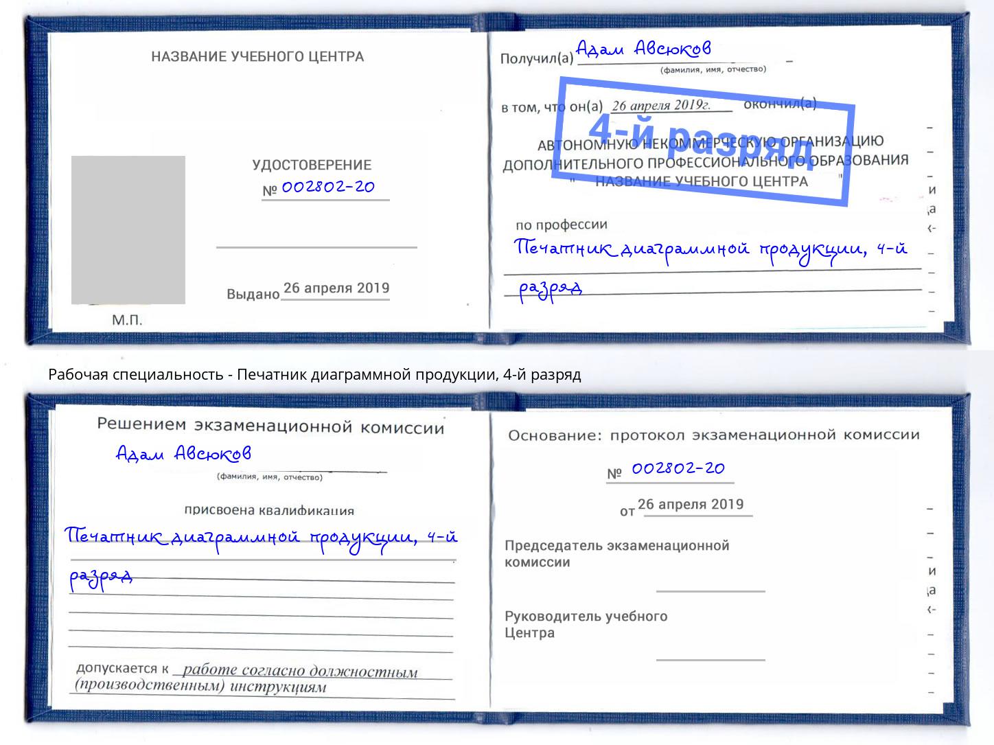 корочка 4-й разряд Печатник диаграммной продукции Озёрск